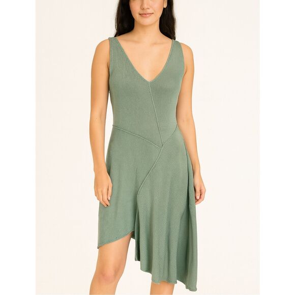 NEW Peruvian Connection Portobello Tunic Dress Green Pima Cotton Asymmetrical He - Picture 1 of 10